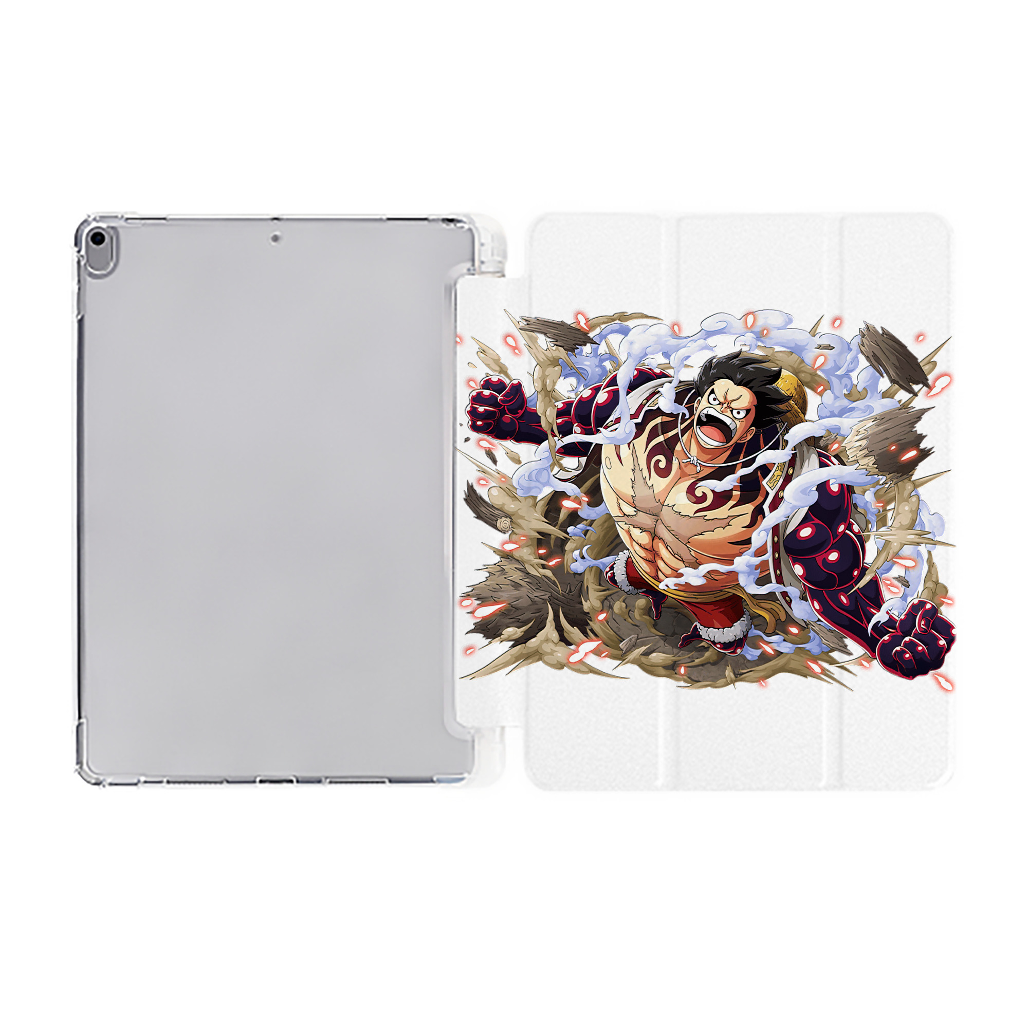 （画像用） ワンピース モンキー・D・ルフィ ONE PIECE Monkey D. Luffy IPad ケース ペン収納付き 三つ折りスタンド PUレザー×シリコン 対応機種9.5/10.5/10.9インチ